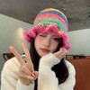 YIRANJIA Women's Crochet Bucket Hat - Cute Colorful Striped Knit,