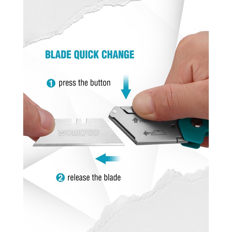 WORKPRO Folding Utility Knife, Mini Box Cutter with Quick Open
