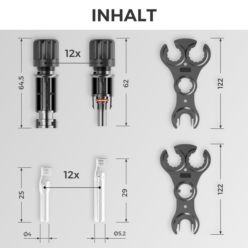 deleyCON Solar Plug 12 Pairs - PV4 Solar Plug Male