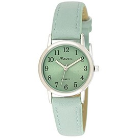 Ravel - Women's Pastel Coloured Everyday Watch (27mm case) - Green/Silver Tone