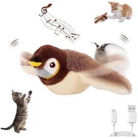 Juguetes Interactivos para Gatos, Juguetes de Simulación de Pájaro Aleteando, Peluche Extraíble de Simulación de Pájaro para el Ejercicio Interior del