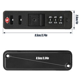 Volein 2 pcs Customs Locks for Luggage, TSA007 Authentication Security Locks Suitcase Replacement Password Locks for Travel 3 Digit Self-Setting Lock(Black)