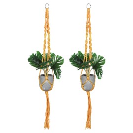 PATIKIL Macrame Plant Hangers Indoors, 2 Pack Hanging Plant Shelf Planter Basket Nylon Rope for Home Decor Hanging Wall Ceiling Window, Orange