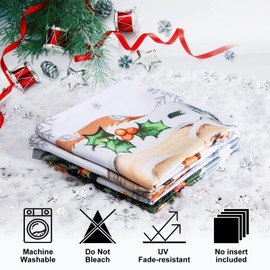 Lanpn White and Grey Vintage Christmas Cushion Covers 30x50 Set of 4, Decorative Gray Retro Santa Xmas Throw Covers Pillow Cases 12x20 for Home Bedroom Room Holiday Couch Decor Decorations