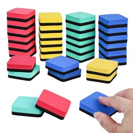 Oslynia 32 Pack 4 Color Dry Erase Erasers, Whiteboard Erasers for Classroom and Office, Chalkboard Wiper Bulk Set for Teachers, Students, Home Use, Square Board Eraser for Whiteboard, Chalk Board