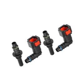 Partuto Car Fuel Line Hose Quick Release Connector Kit 90 Degree 5/16" 7.89mm SAE to 5/16" 8mm Disconnect Hose Plastic Red (Set of 2) Replacement