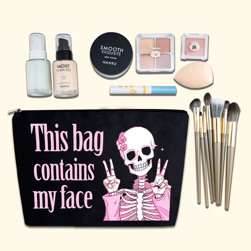 YINSSA Skeleton Gifts Makeup Bag For Women Friends Sister Spooky