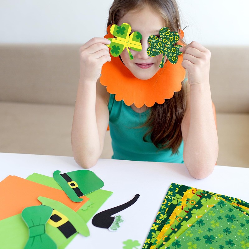 40Pcs St. Patrick's Day Squares Fabric Cotton Fabric Bundles Small