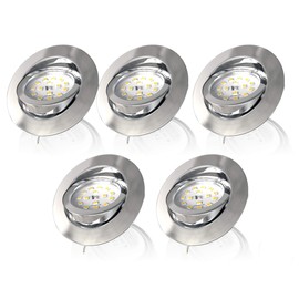 B.K.Licht - Set of 5 LED Recessed Spotlights, 230 V, Dimmable in Steps, Swivelling, Hole Diameter 68 mm, LED Spotlight, Flat, Ceiling Spots, LED Spotlights, Recessed Spotlights, Recessed Spotlights,