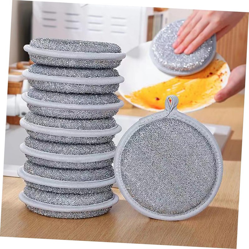 Beavorty 10pcs Non-Scratch Dish Scrubber Sponges Round Kitchen Cleaning Cloths