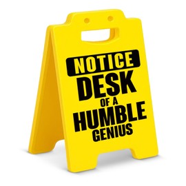 Funny Office Desk Decorative Sign the Desk of a Humble Genius Sign for Home Office Cubicle Decor Humor Gag Gifts for Coworker Employee Boss Leader