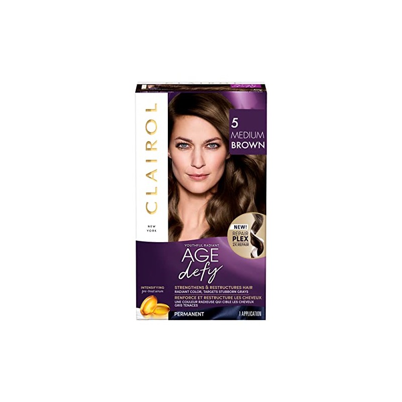 Clairol Age Defy Permanent Hair Dye, 5 Medium Brown Hair