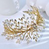 FUILUA Bridal Headband,Rhinestone Crystal Floral Wedding Headpiece Flower Leaf Hair