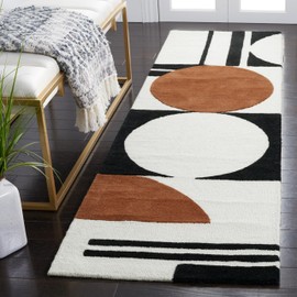 SAFAVIEH Rodeo Drive Collection Runner Rug - 10' Runner, Ivory & Black, Contemporary Design, Ideal for High Traffic Areas in Hallway, Bathroom & Kitchen (RD856A-210)