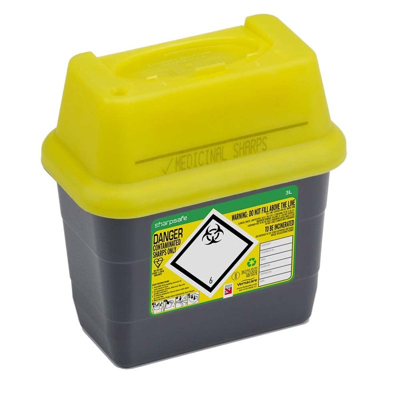 Sharpsafe 3 Litre 5th Generation Yellow/Grey -Sharps Bin Clinical Waste