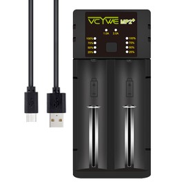 2 Slots Smart Charger Universal Intelligent LED Battery Charger 18650 Compatible with Most 3.6V/3.7V Li-Ion and Ni-MH Ni-Cd 1.2V A AA AAA C SC F6 Rechargeable Batteries Current 1.0A 2.0A Optional