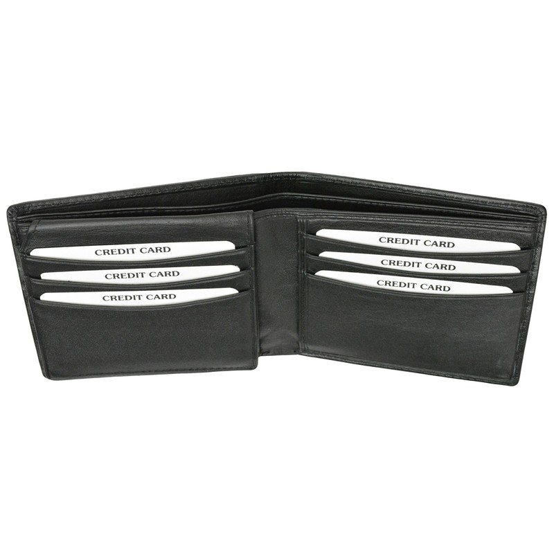 Genuine Leather Mens Bifold Wallet with Flip up ID Window