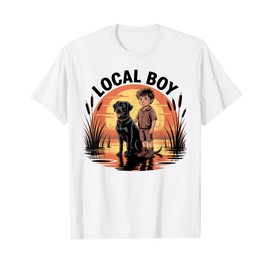 Local Boy Black Lab Marsh Scene Sunset Vintage Country T-Shirt