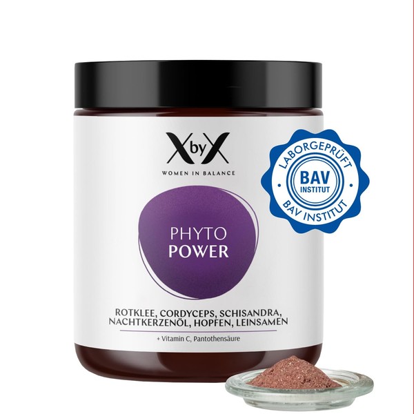 XbyX® Phyto Power Balance - Hormone Balance from Menopause with Red Clover, Cordyceps, Schisandra, Evening Primrose Oil, Hops, Linseed - Hormone-Free