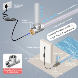 In Pipe Heating Cable Prevents Pipes from Freezing, YeloDeer Internal Self-regulating Heat Trace Cable for Safe Drinking Water, CSA 120 V 50 ft.