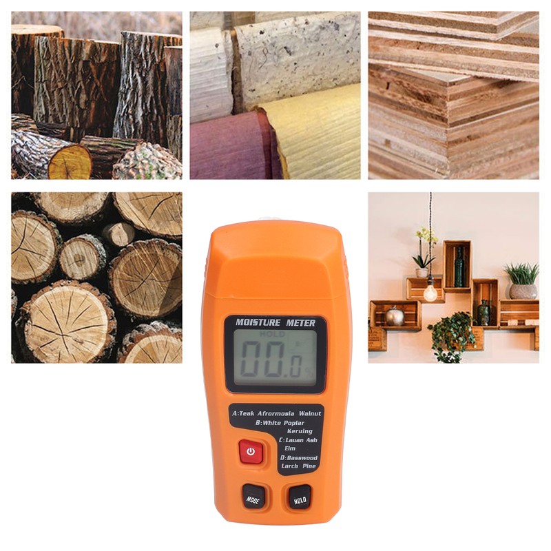 Wood Moisture Meter High Accuracy 4 Modes Orange Moisture Detector