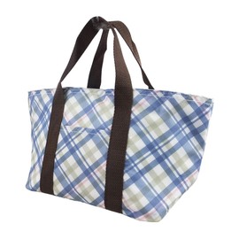 At First TT76 Lunch Bag, Tote Bag, Cold Retention, Lunch Bag, Check, Blue, Approx. W 13.8 x H 6.7 inches (35 x 13 x 17 cm)