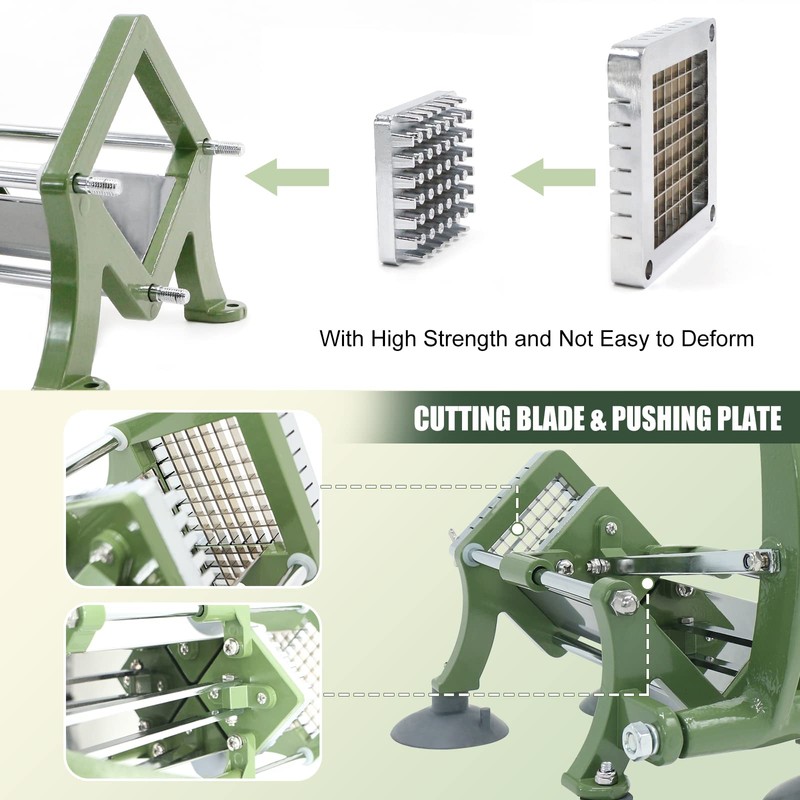 French Fry Cutter Commercial Grade Potato Slicer with Suction Feet