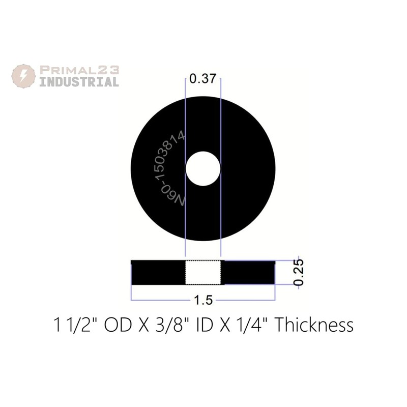 (4 Pack) Neoprene Rubber Washers - 1 1/2" OD x