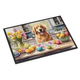 Caroline's Treasures DAC6822MAT Decorating Easter Golden Retriever Doormat Front Door Mat Indoor Outdoor Rugs for Entryway, Non Slip Washable Low Pile, 18H X 27W