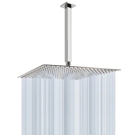 NearMoon Rain Shower Head With Shower Arm, Ceiling Mount Square Shower, Stainless Steel Ceiling Rainfall Showerhead- Waterfall Full Body Coverage (16 Inch, Chrome Finish)