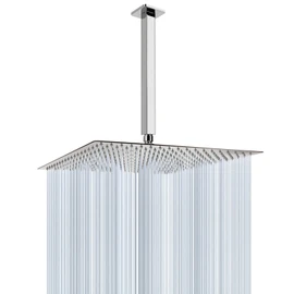 NearMoon Rain Shower Head With Shower Arm, Ceiling Mount Square Shower, Stainless Steel Ceiling Rainfall Showerhead- Waterfall Full Body Coverage (16 Inch, Chrome Finish)