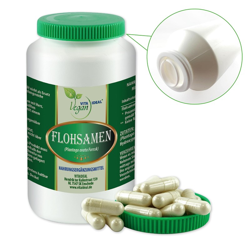Vitaide Vegan® psyllium husks (Plantago ovata Forssk), 90 vegetable capsules,