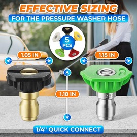 Pressure Washer Nozzle Tips Set of 5 – Pressure Washer Tips Set, Rust-Resistant & Anti-Deformation, Quick-Connect Foam Sprayer for Car Wash & Wide Surface Cleaning
