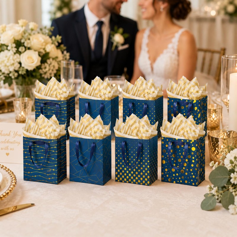 Ranfashiong 12 Pcs Sets 4.7”x4“x2.3” Small Bag with Tissue Paper