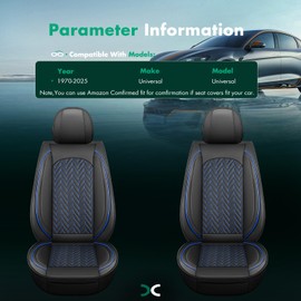 SCITOO 2CPS Front Seat Covers,Car Seat Covers Universal Automotive Seat Covers Waterproof Vehicle Seat Covers for Most Sedan, Truck and SUV (2PCS Front, Black And Blue)