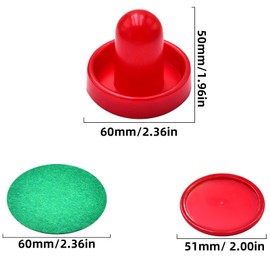 TOSAMZOO 1 Set Mini Air Hockey Pushers and Air Hockey Pucks Great Goal Handles Pushers Goal Handles Paddles Replacement Accessories - 2 Red Air Hockey Pushers and 4 Red Pucks (60mm)