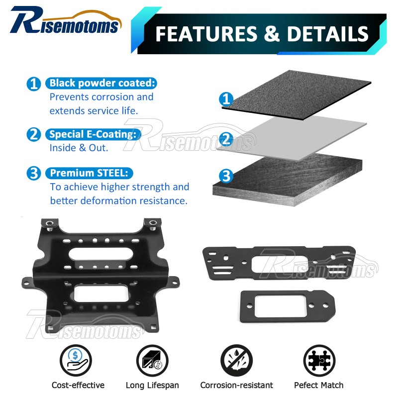 RI UTV Steel Winch Mounting Bracket For Polaris Ranger Crew