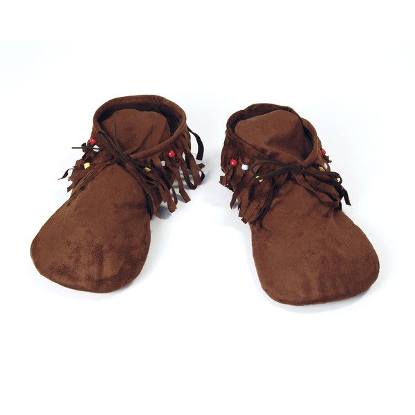 Bristol Novelty BA457 Ladies's Hippy Native American Moccasins, Brown, One Size