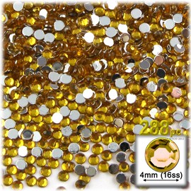288-pc Rhinestones Round 4mm Flatback Beer Brown