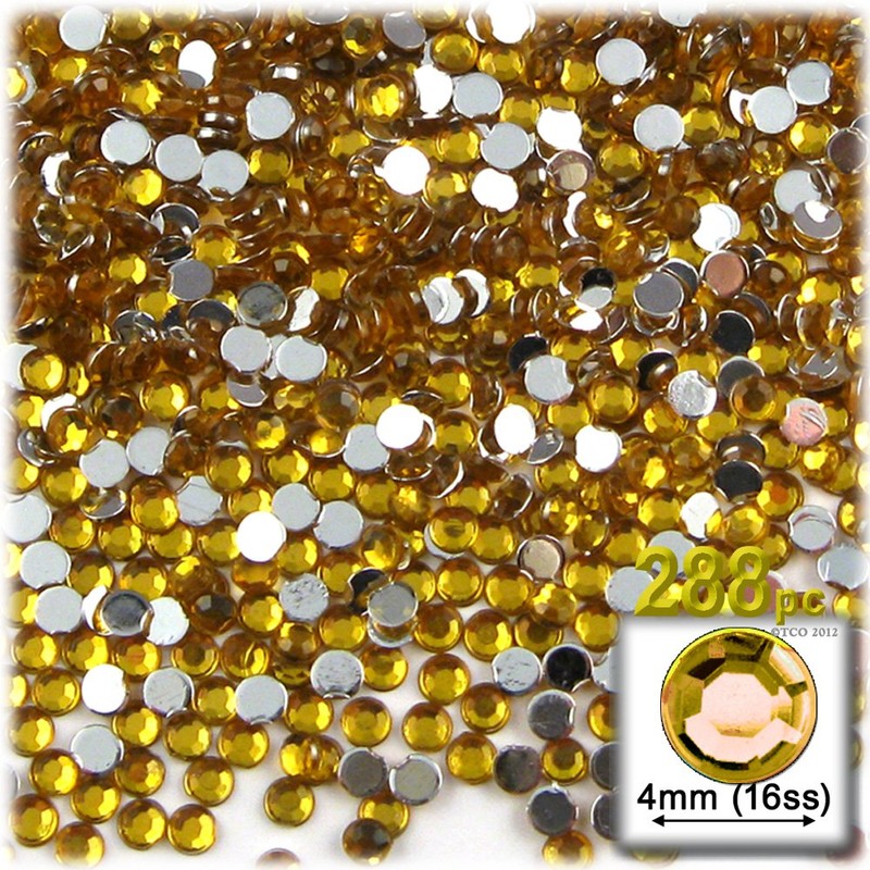 288-pc Rhinestones Round 4mm Flatback Beer Brown