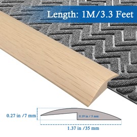 Floor Transition Strip Self Adhesive Carpet & Flooring Transitions Edging Trim Strip PVC Threshold Transitions Suitable for Threshold Height Less Than 5mm (3.3Ft, Wood Grain Beige-New)