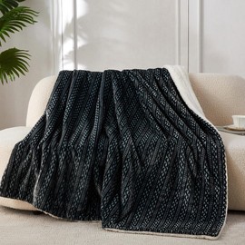 COOVA Cozy Soft Fleece Twin Blanket - Ultra Soft and Warm Blankets, 3D Jacquard Chain Comfy Throw Blanket for Couch, Gift for Women,Bed,Sofa,Chair,Camping and Travel.(Dark Grey, 60"x80")