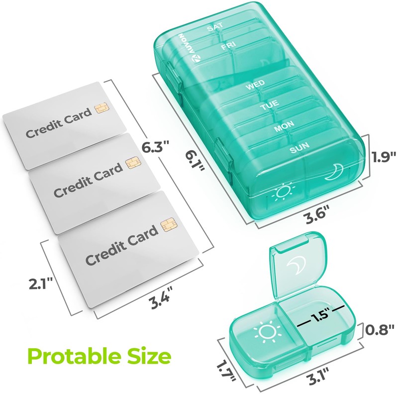 AUVON XL Weekly Pill Organizer 2 Times a Day, Pill