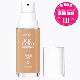L'Oreal Paris True Match Super-Blendable Foundation, Medium Coverage Liquid Foundation Makeup with SPF 17, W5.5, Medium, 1 Fl Oz