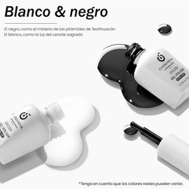 Cherimoya Esmalte De Uñas En Gel Blanco Y Negro,Juego de Esmalte de Uñas en Gel 2Pzs de 15ml,Esmalte de Gel LED/UV,Esmalte en Gel Para Salón de Manicu