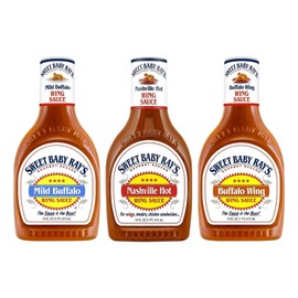 Sweet Baby Ray’s Nashville Hot, Mild Buffalo, Regular Buffalo Wing Sauce Variety Pack, 16 fl oz. (Pack of 3)