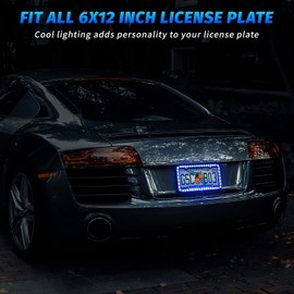 eing License Plate Frame Auto 12 V 54 LED Color Light Acrylic License Plate Cover,2 - Pack, Blue Light
