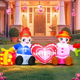 6FT Mothers Day Kids Inflatable Outdoor Decoration, Built in LED Lights Mothers Day Blow Up Yard Decoration for Holiday Party, Indoor, Outdoor, Garden, Yard Lawn Decor