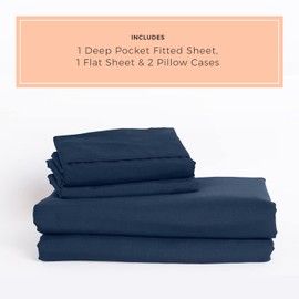 PeachSkinSheets Mariner Blue Sheet Set - 1500tc Level of Softness - Extra Soft Cooling Sheets for Hot Sleepers and Night Sweats - Regular King Size