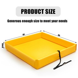 Wettarn Folding Duck Pond 4’ x 4’ Portable Spill Containment Berm Wall Containment Berm (Yellow)